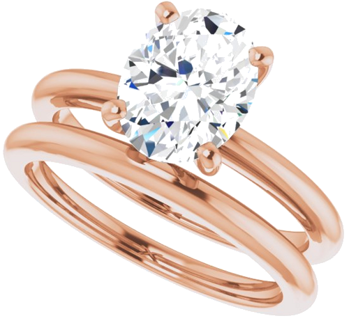 14K Rose  9x7 mm Oval Solitaire Engagement Ring Mounting (10)