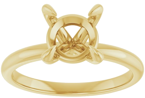 14K Yellow  8 mm Round Solitaire Engagement Ring Mounting (3)