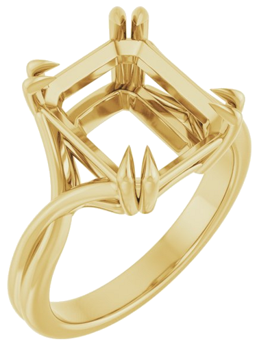 Sužadėtuvių Žiedas „Double Claw-Prong Solitaire Criss-Cross“ 14k yellow gold Emerald 11mm x 9mm (1)