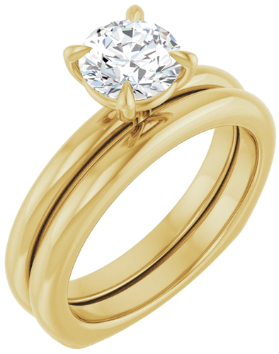 Sužadėtuvių Žiedas „Claw-Prong Euro Shank“ 14k yellow gold Round 6.5mm (6)
