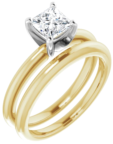Sužadėtuvių Žiedas 14k yellow/white gold Square 5mm (6)