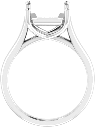 14K White 12x10 mm Emerald Solitaire Engagement Ring Mounting (2)