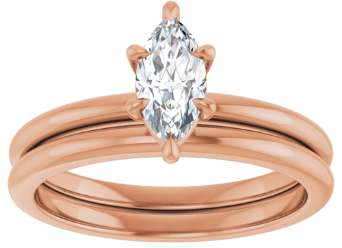 14K Rose 8x4 mm Marquise Solitaire Engagement Ring Mounting (8)