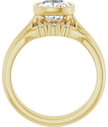Sužadėtuvių Žiedas „Bezel-Set“ 14k yellow gold Cushion 7mm (7)