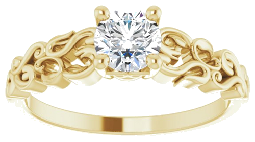 Sužadėtuvių Žiedas „Solitaire Sculptural“ 14k yellow gold Round 5.2mm (8)