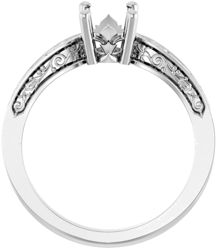 Sužadėtuvių Žiedas „Solitaire Floral“ 14k white gold Oval 8mm x 6mm (2)