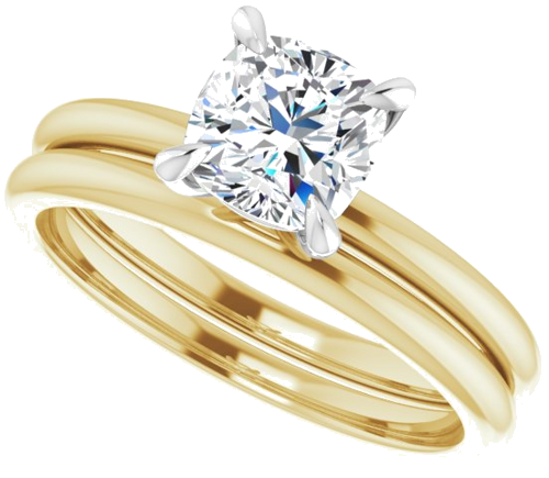 Sužadėtuvių Žiedas „Solitaire“ 14k yellow/white gold Cushion 6mm (10)
