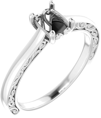 10K White  7x5 mm Oval Solitaire Engagement Ring Mounting (1)