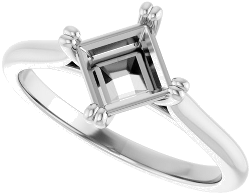 Sužadėtuvių Žiedas „Double Claw-Prong Solitaire“ 14k white gold Square 5.5mm (5)