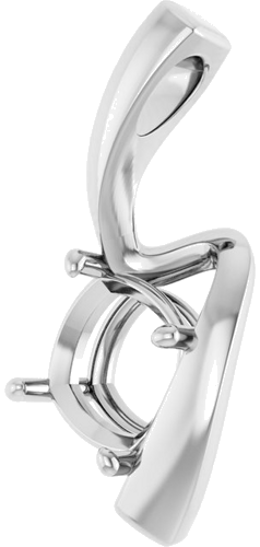 14K White  7 mm Cushion Pendant Mounting (2)