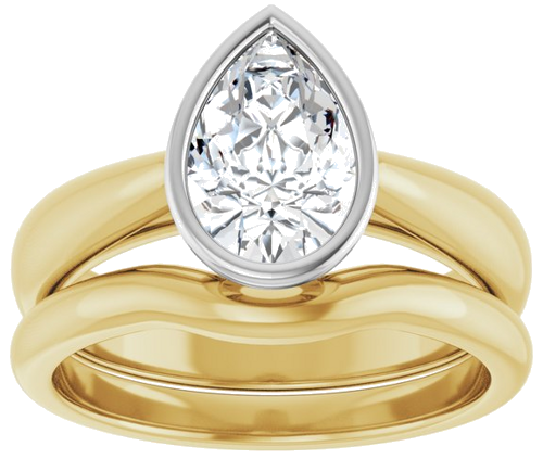 Sužadėtuvių Žiedas „Bezel-Set Solitaire“ 14k yellow/white gold Pear 9mm x 6mm (8)