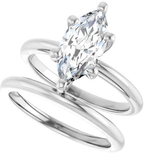 18K White  12x6 mm Marquise Solitaire Engagement Ring Mounting (10)