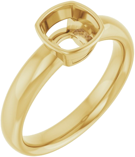 Sužadėtuvių Žiedas „Bezel-Set Solitaire“ 14k yellow gold Cushion 6mm (1)