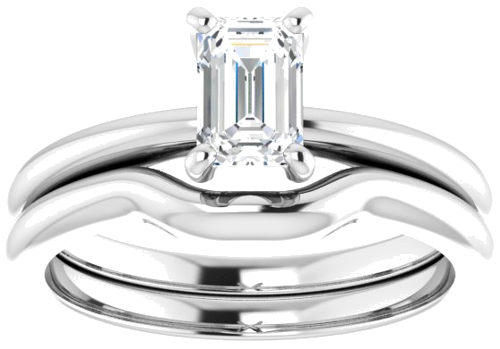 Platinum  6x4 mm Emerald Solitaire Engagement Ring Mounting (8)