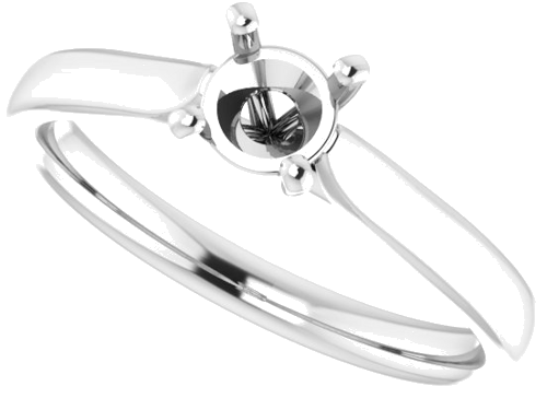 14K White 4.8 mm Round Engagement Ring Mounting (5)
