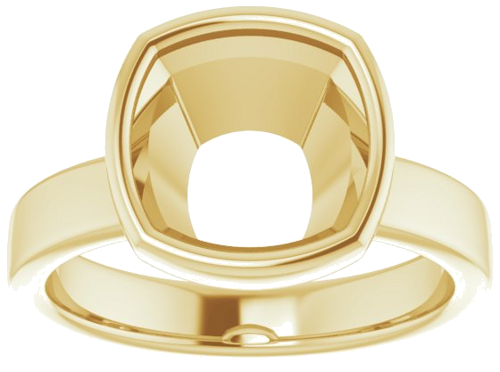 18K Yellow 9 mm Cushion Solitaire Engagement Ring Mounting (3)
