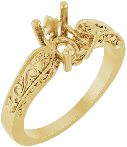 Sužadėtuvių Žiedas „Solitaire Floral“ 14k yellow gold Oval 8mm x 6mm (1)