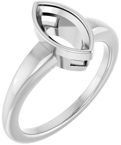 Sužadėtuvių Žiedas „Bezel-Set Solitaire“ 14k white gold Marquise 10mm x 5mm (1)