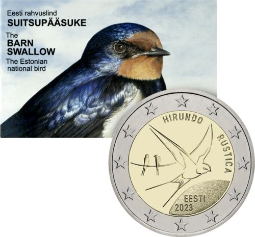 2023 Barn Swallow Estonia €2 BU coin on card (1)