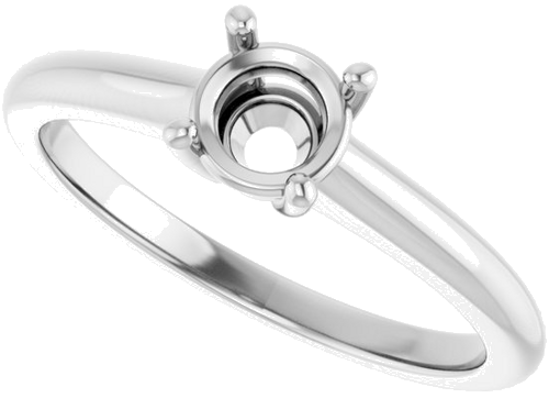 Sužadėtuvių Žiedas 585 Baltojo Aukso Round 5.2mm (5)