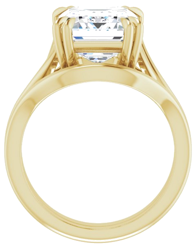 Sužadėtuvių Žiedas „Double Claw-Prong Solitaire Criss-Cross“ 10k yellow gold Emerald 11mm x 9mm (7)