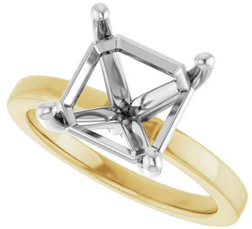 Sužadėtuvių Žiedas „Solitaire“ 14k yellow/white gold Asscher 9mm (5)