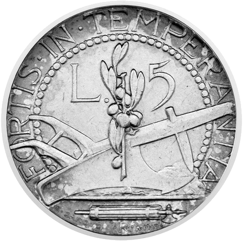 5 лири 1938 Сан Марино сребърна монета (2)