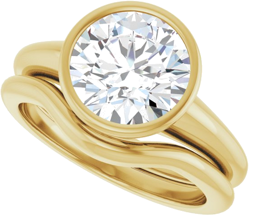 Sužadėtuvių Žiedas „Bezel-Set Solitaire“ 14k yellow gold Round 8.8mm (10)