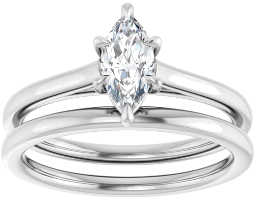 Sužadėtuvių Žiedas „Claw-Pong“ 14k white gold Marquise 8mm x 4mm (8)