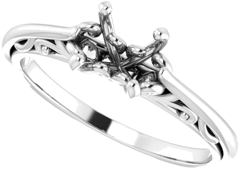 14K White 6.5 mm Round Engagement Ring Mounting (10)