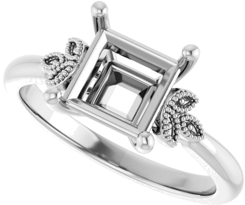 Sužadėtuvių Žiedas „Solitaire“ 14k white gold Square 6.5mm (5)