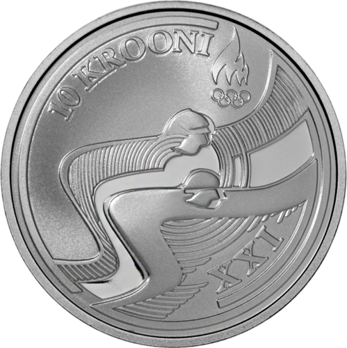2010 Estija XXI Žiemos Olimpinės žaidynės 10 kronų sidabrinė moneta (1)