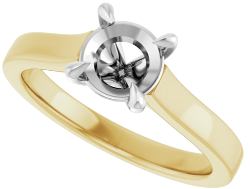 Sužadėtuvių Žiedas „Claw-Prong“ 14k yellow/white gold Round 6.5mm (5)
