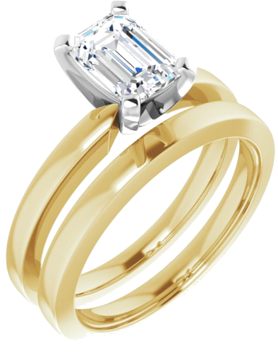 Sužadėtuvių Žiedas „Solitaire“ 585 Baltojo Ir Geltonojo Aukso Emerald 7mm x 5mm (6)