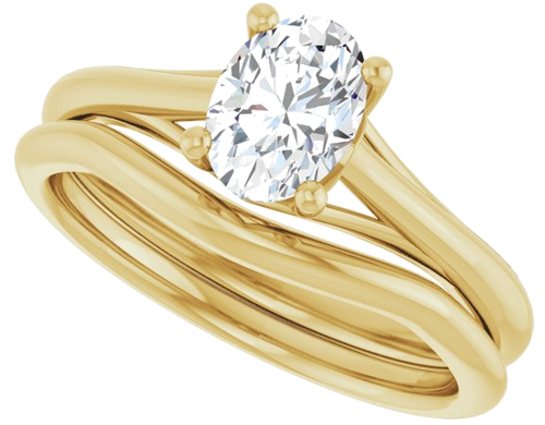 Sužadėtuvių Žiedas „Solitaire“ 585 Geltonojo Aukso Oval 7mm x 5mm (10)