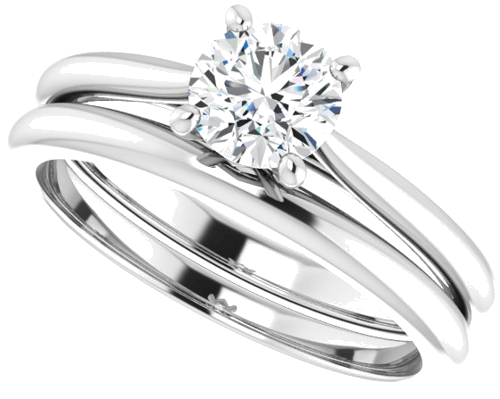 Sužadėtuvių Žiedas „Solitaire“ 585 Baltojo Aukso Round 5.5mm (10)