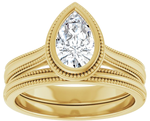 Sužadėtuvių Žiedas „Bezel-Set Solitaire“ 14k yellow gold Pear 8mm x 5mm (8)