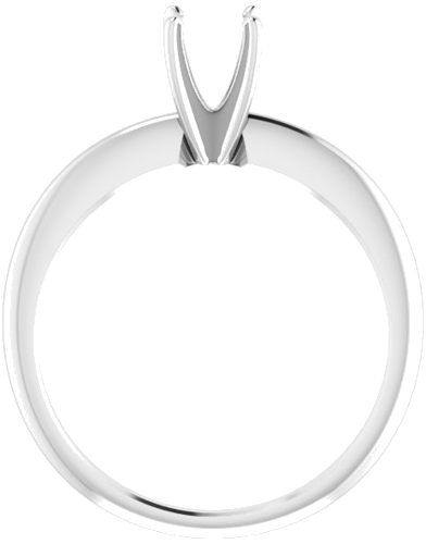 14K White 5-5.3 mm Round 4-Prong Comfort-fit Solitaire Ring Mounting (2)