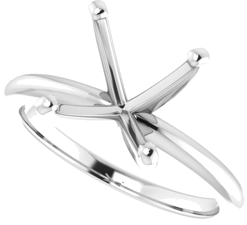 14K White  9 mm Cushion Solitaire Engagement Ring Mounting (5)