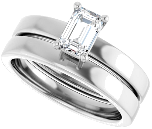 Sužadėtuvių Žiedas „Solitaire“ 14k white gold Emerald 6mm x 4mm (10)