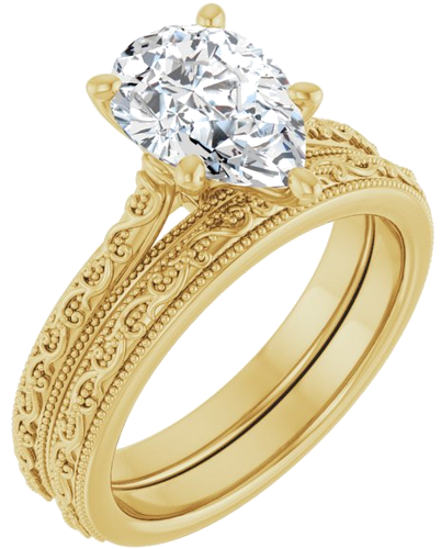 14K Yellow  10x7 mm Pear Solitaire Engagement Ring Mounting (6)