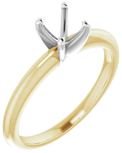 14K Yellow   White  5.5 mm Round Solitaire Engagement Ring Mounting (1)