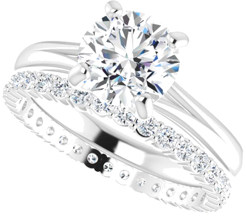 Sužadėtuvių Žiedas „Solitaire“ 14k white gold Round 7.4mm (10)