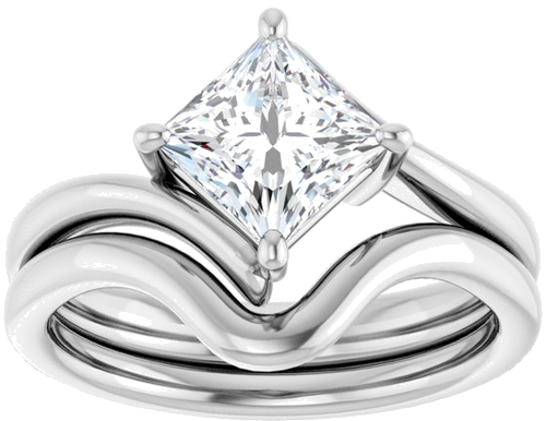 Sužadėtuvių Žiedas „Solitaire Bypass“ 14k white gold Square 6mm (8)