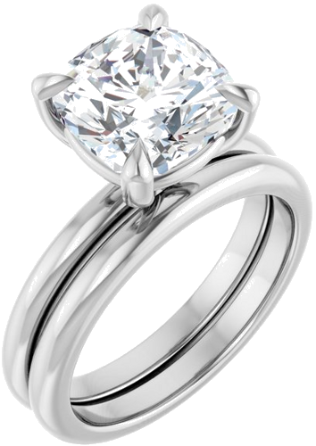 14K White 9x9 mm Cushion Solitaire Engagement Ring Mounting (6)