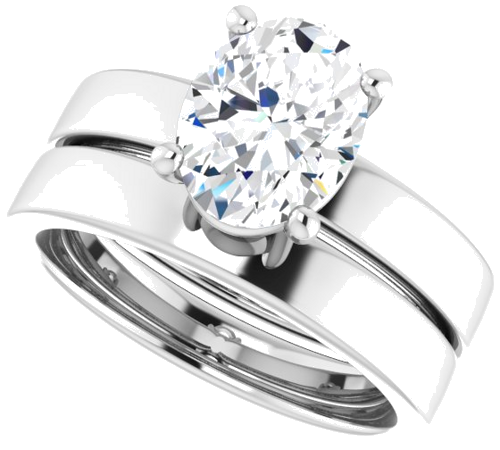 Sužadėtuvių Žiedas „Solitaire“ 10k white gold Oval 9mm x 7mm (10)