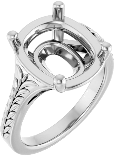 Sužadėtuvių Žiedas „Solitaire“ 18k white gold Elongated Cushion 12mm x 10mm (1)