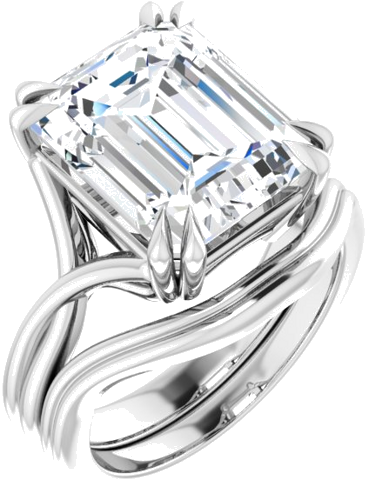 Sužadėtuvių Žiedas „Double Claw-Prong Solitaire Criss-Cross“ 10k white gold Emerald 12mm x 10mm (6)