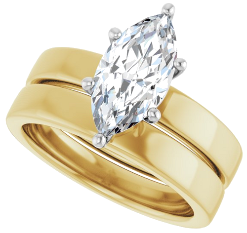 Sužadėtuvių Žiedas „Solitaire“ 14k yellow/white gold Marquise 12mm x 6mm (10)