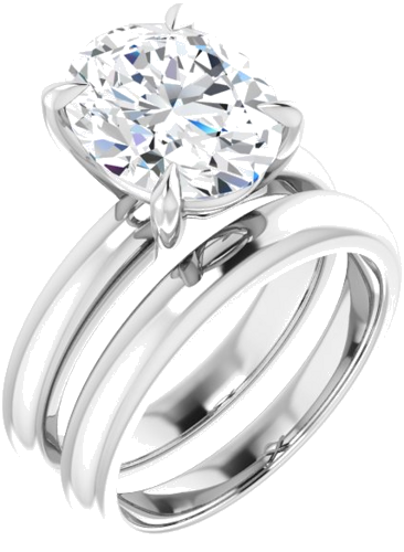 Sužadėtuvių Žiedas „Claw-Prong Solitaire“ 14k white gold Oval 11mm x 9mm (6)